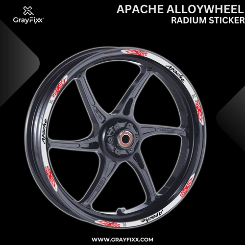 Alloy wheel Radium Sticker For Apache | Made In Premium Radium With FPF(Fade Protection Film), Water Proof, Precut Sticker, Pack Of 12